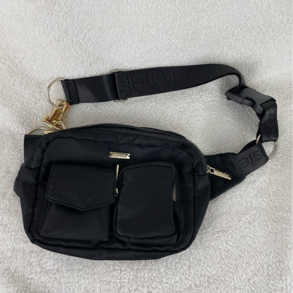 Kensie black canvas belt bag